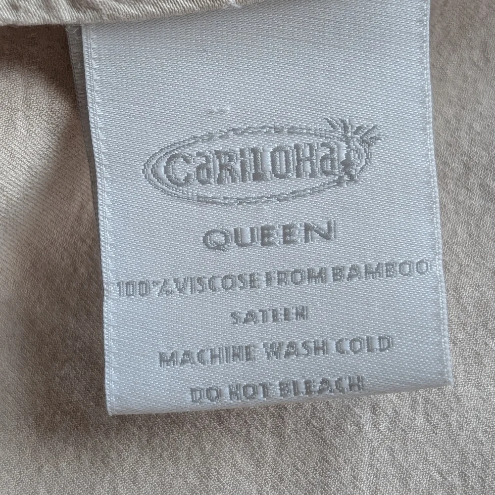 Cariloha Beige Queen Flat Sheet Sateen 100% Viscose From Bamboo Matte Flowy